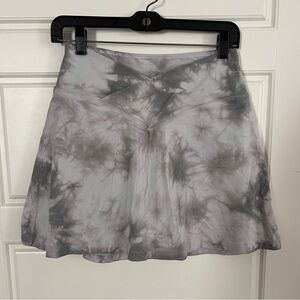 Tie-Dye Grey & Lavender V-Waist Flared Skort
